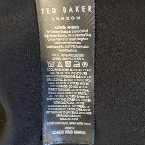 Ted Baker London Women's Dark Floral Mini Dress Small Sheer Ballon Sleeve - Picture 12 of 17